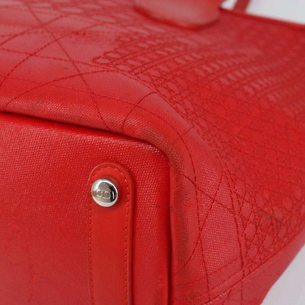 Christian Dior Canage Tote Bag Coated Canvas Red Silver Auth bs31647 - Picture 9 of 16